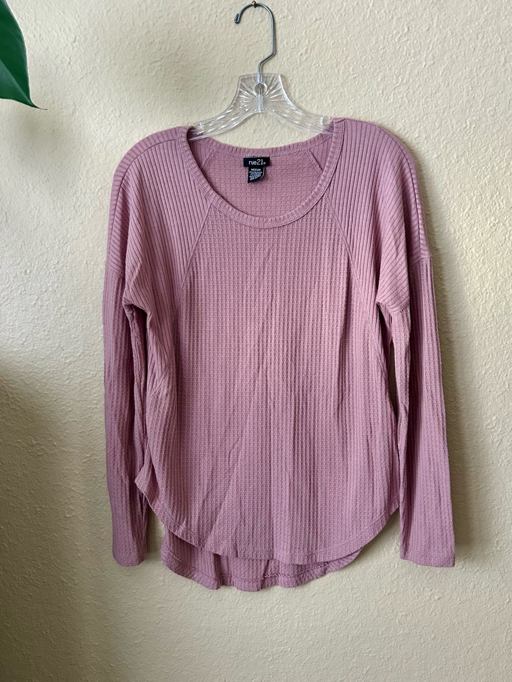 Rue21 Mauve Waffle Knit Long Sleeve Top